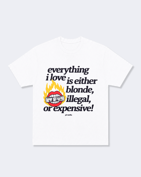 Everything I Love is Either Blonde, Illegal, or Expensive with Graphic Tee Shirt
